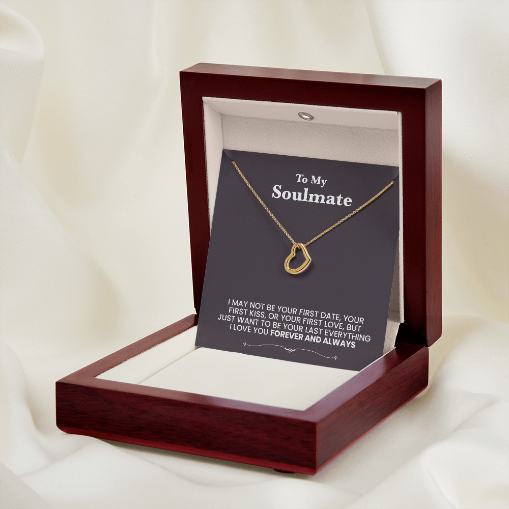 A heart nechlace to my soulmate - black background beautiful message