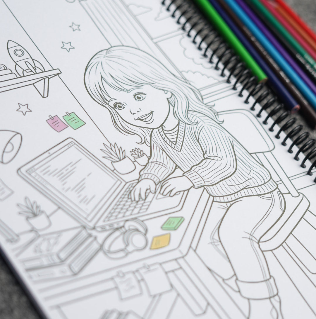 Personalized Coloring Book — Your Child's Name & Face on Every Page