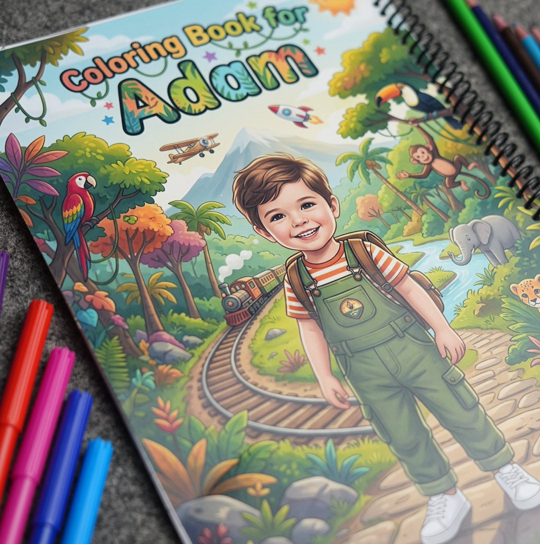 Personalized Coloring Book — Your Child's Name & Face on Every Page
