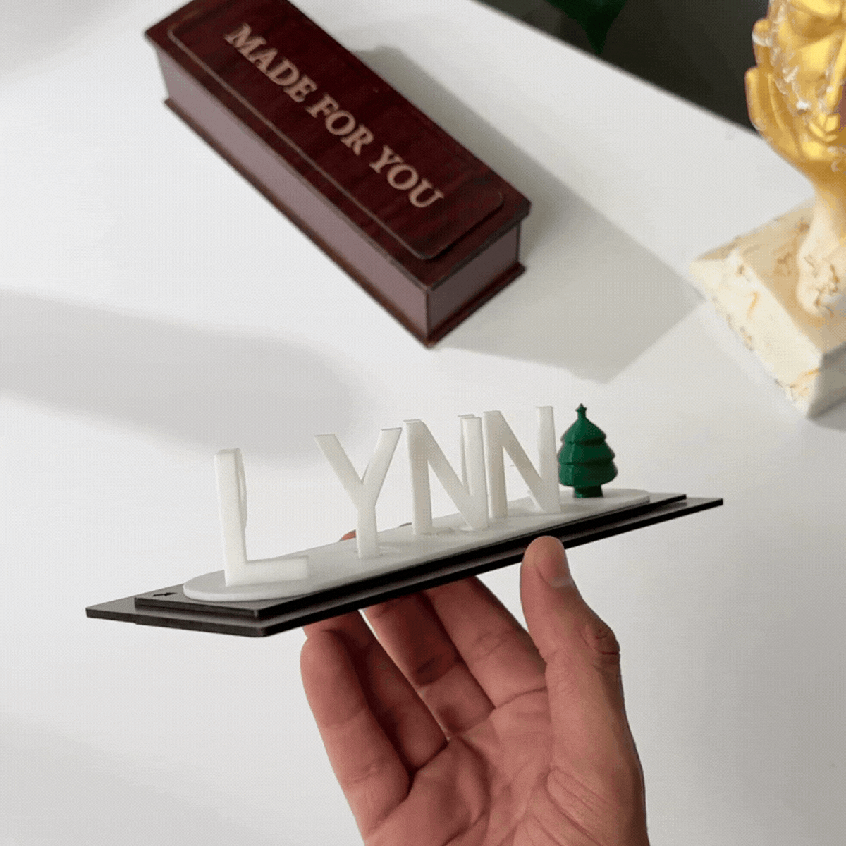 Illusion lamp featuring two names