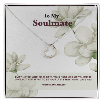 A heart necklace to my soulmate - White rose message