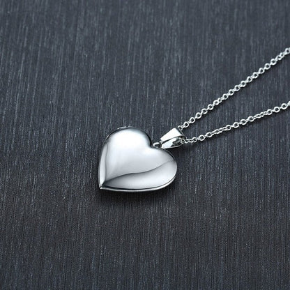 Pendentifs médaillon en forme de cœur léger Vnox pour femmes et hommes, cadre photo ouvrable, colliers en acier inoxydable brillant, collier d'amour familial 