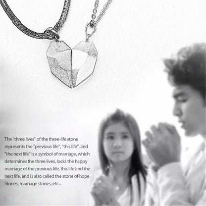 Wishing Stone Couple Necklace Splicing Lettering Stitching Creative Magnet Lovers Necklace Love Heart
