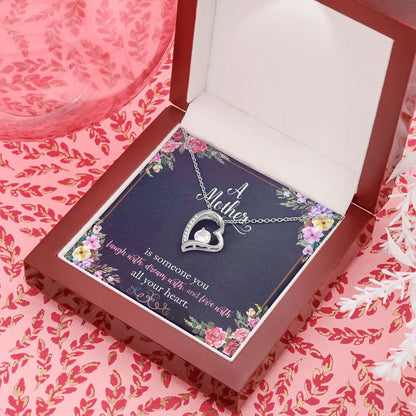 [Presque Épuisé] à ma Mère, collier Coeur finition blanc/or.