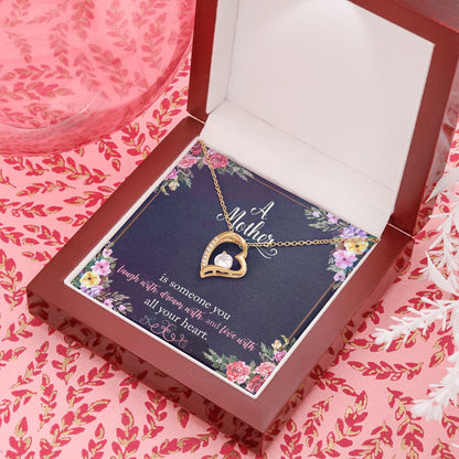 [Presque Épuisé] à ma Mère, collier Coeur finition blanc/or.