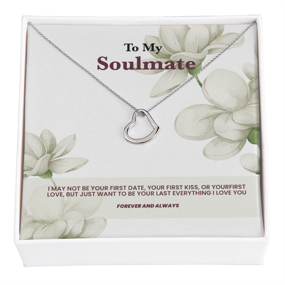 A heart necklace to my soulmate - White rose message