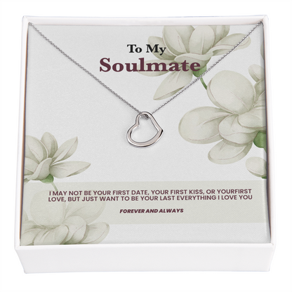 A heart necklace to my soulmate - White rose message