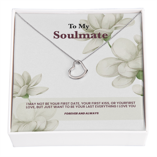 A heart necklace to my soulmate - White rose message