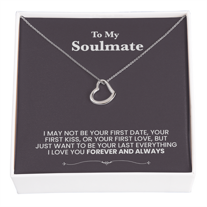 A heart nechlace to my soulmate - black background beautiful message