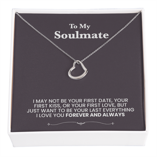A heart nechlace to my soulmate - black background beautiful message