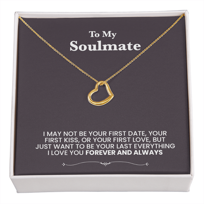 A heart nechlace to my soulmate - black background beautiful message