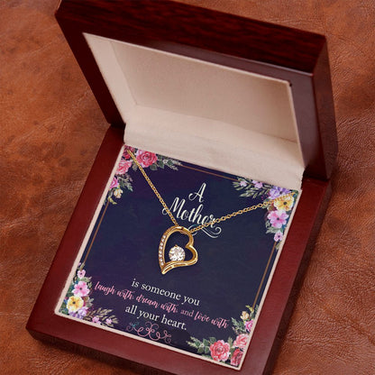 [Presque Épuisé] à ma Mère, collier Coeur finition blanc/or.