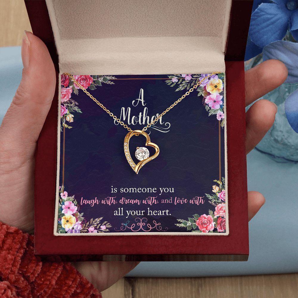 [Presque Épuisé] à ma Mère, collier Coeur finition blanc/or.