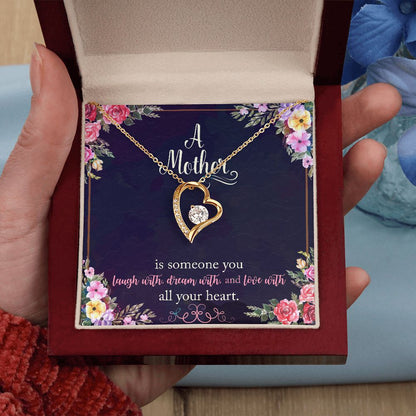 [Presque Épuisé] à ma Mère, collier Coeur finition blanc/or.