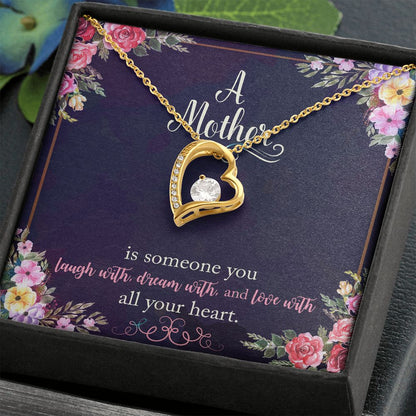 [Presque Épuisé] à ma Mère, collier Coeur finition blanc/or.