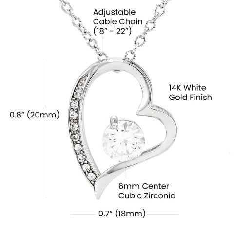 [Presque Épuisé] à ma Mère, collier Coeur finition blanc/or.