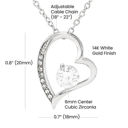 [Presque Épuisé] à ma Mère, collier Coeur finition blanc/or.